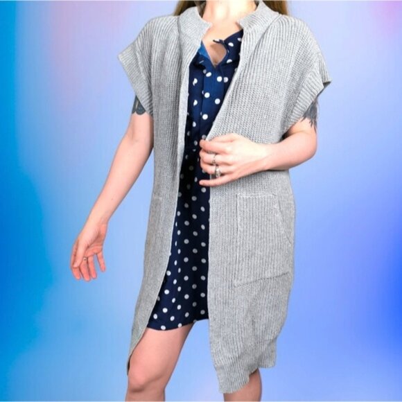 Cocogio Italy Cotton Boho Minimalist Long Lined Knitted Open Front Cardigan OS - Picture 1 of 9